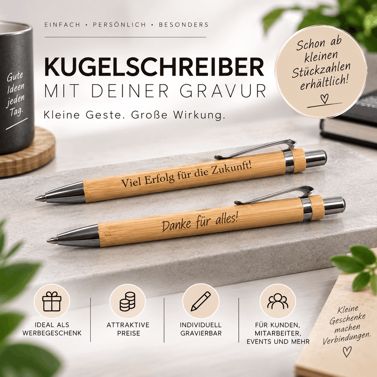 Personalisierter Bambus Stift mit Wunschgravur als besondere Geschenkidee