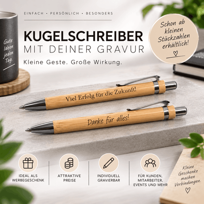Personalisierter Bambus Stift mit Wunschgravur als besondere Geschenkidee