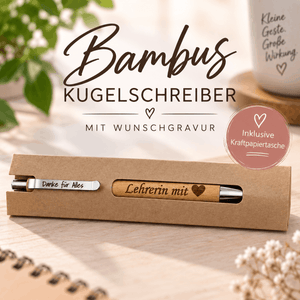Personalisierter Bambus Kugelschreiber mit individueller Namensgravur als Geschenk