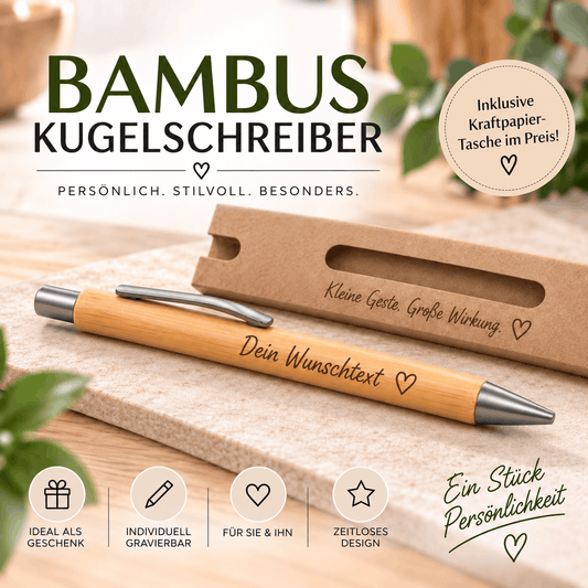 Edel-Bambus-Kugelschreiber mit persönlicher Wunschgravur