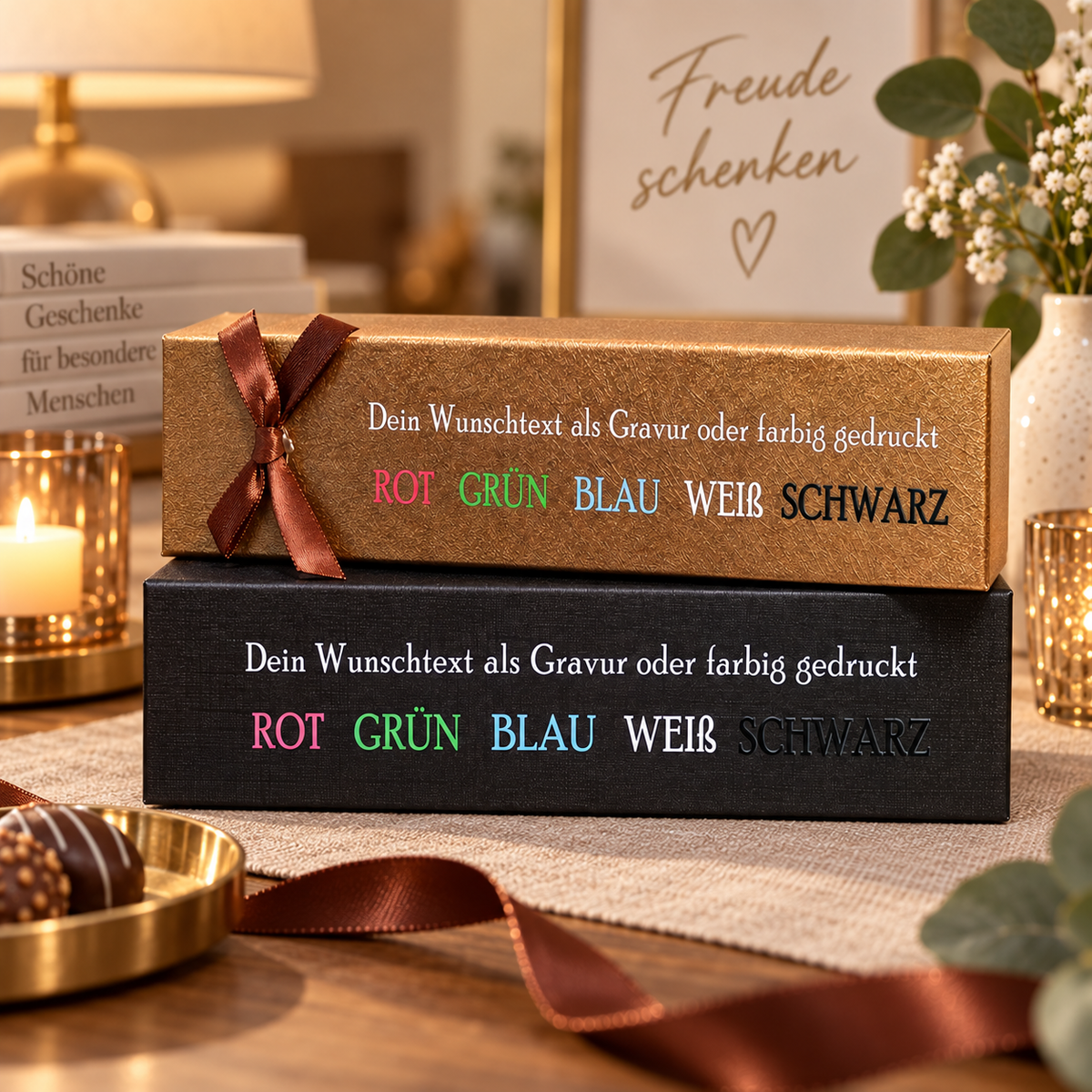 Geschenkbox farbig bedruckt