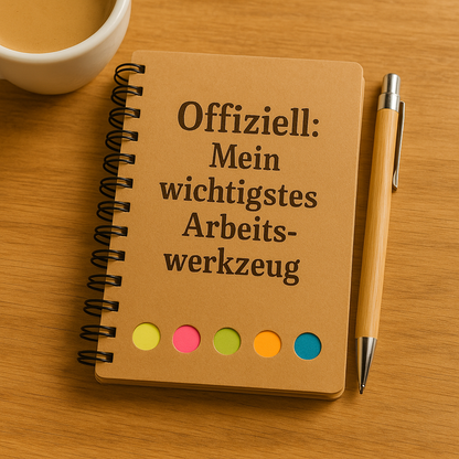 Geschlossenes A5 Spiralnotizbuch aus rustikalem, braunem Kraftpapier mit personalisierter Gravur