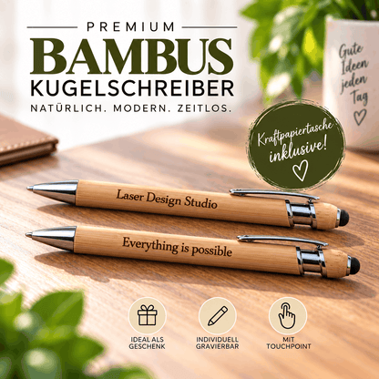 Bambusgehäuse mit natürlicher Maserung und graviertem Namen