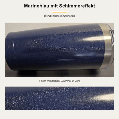 Thermobecher 600 ml marineblau mit Effekt