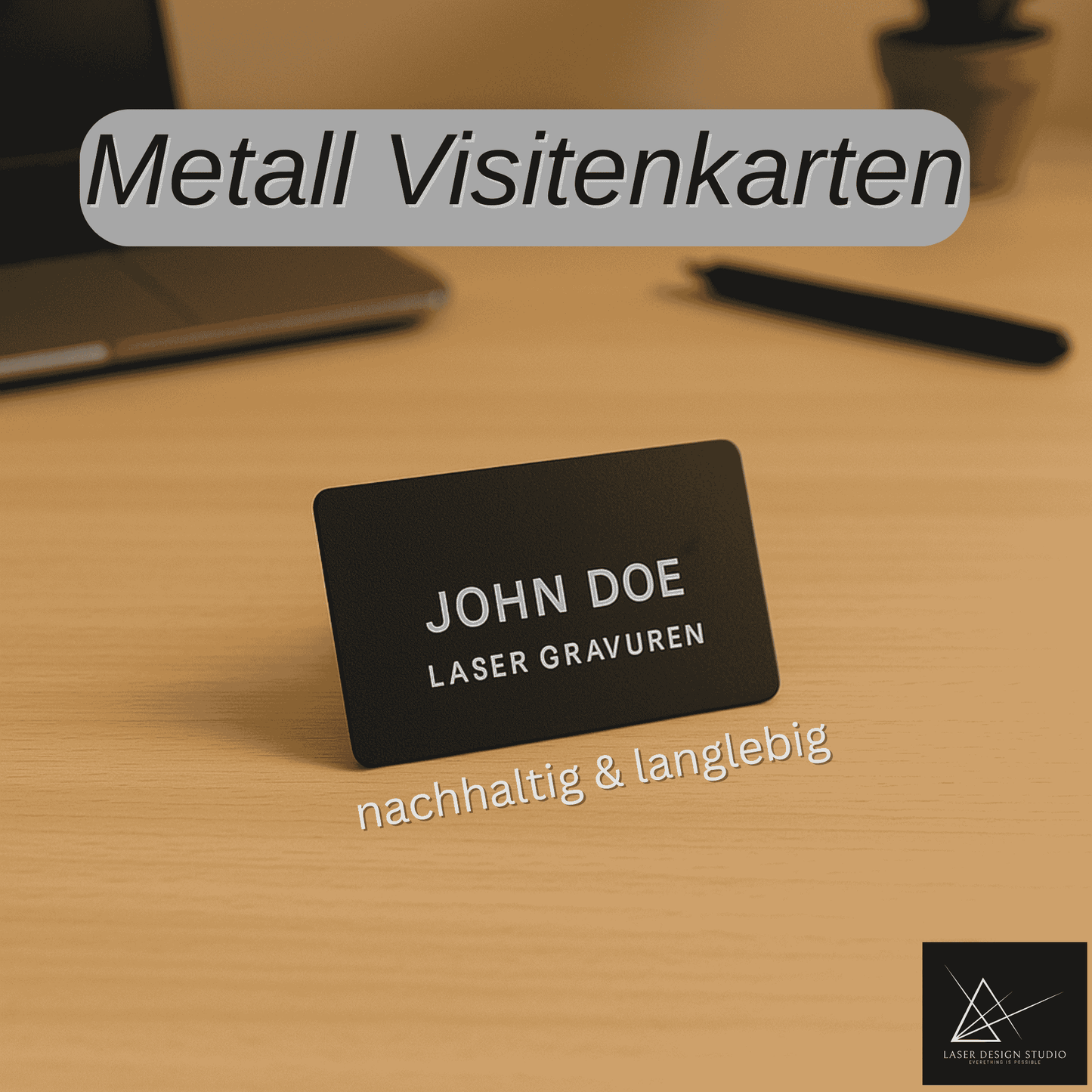 Metall Visitenkarte 0.2 mm (3 Stck), graviert nach Kundenwunsch - 