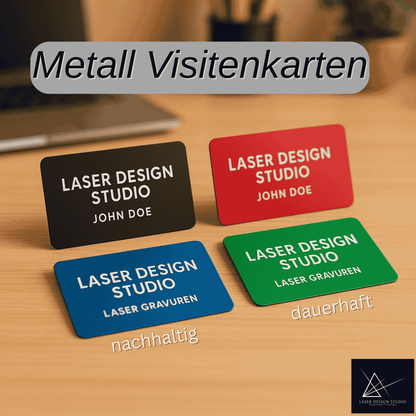 personalisierte Metall Visitenkarten  - 0.8 mm dick  - präzise Gravur - 4 Farben zur Auswahl