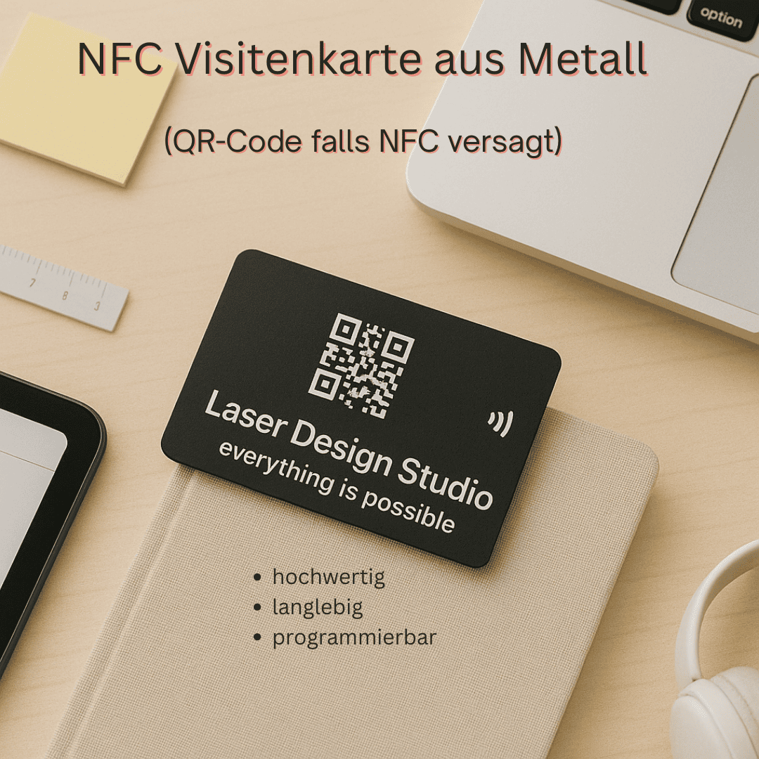 NFC Metall Visitenkarte mit QR - Code – Digitale Visitenkarte, personalisierbar 