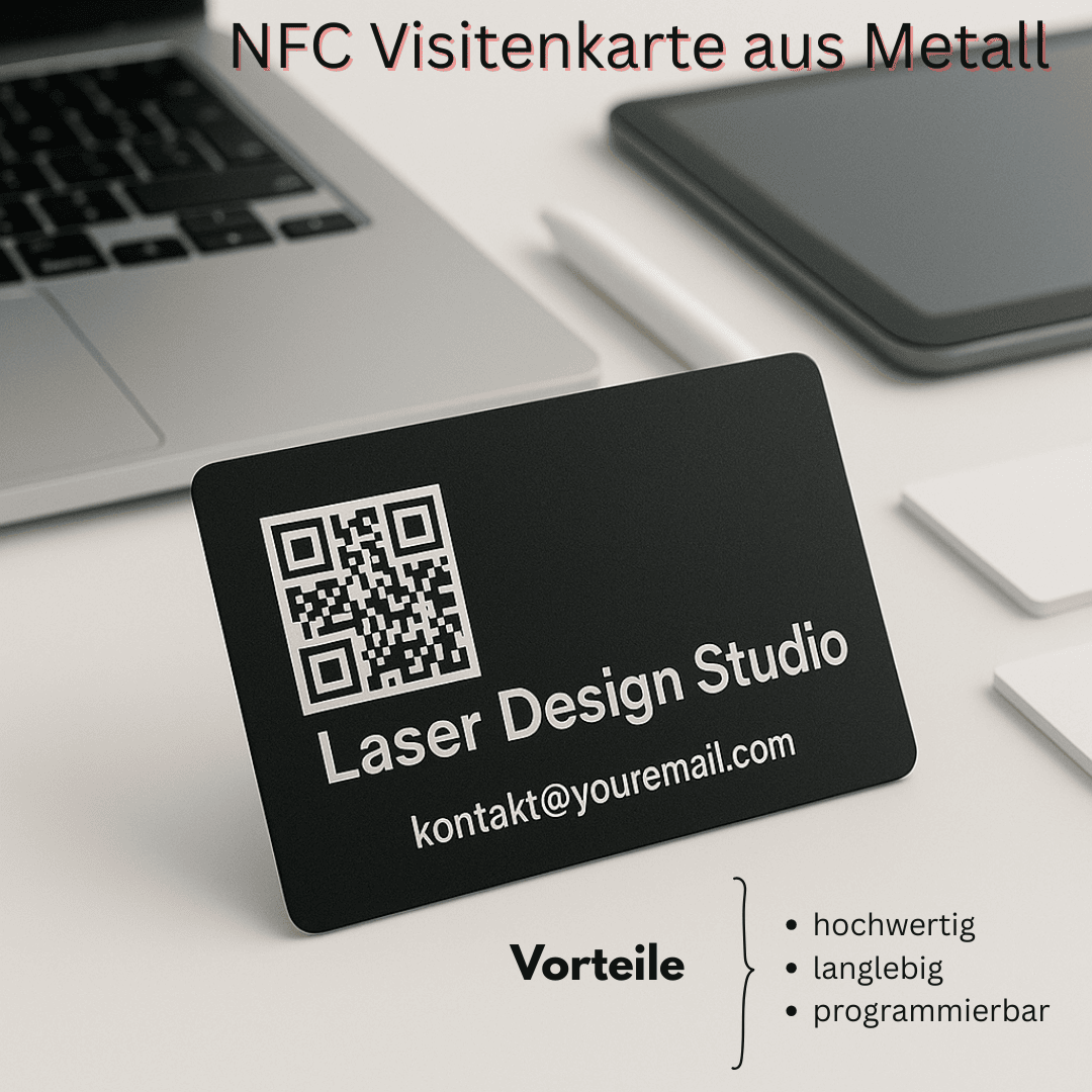 Metall Visitenkarte mit NFC Chip – Digitale Visitenkarte, personalisierbar 