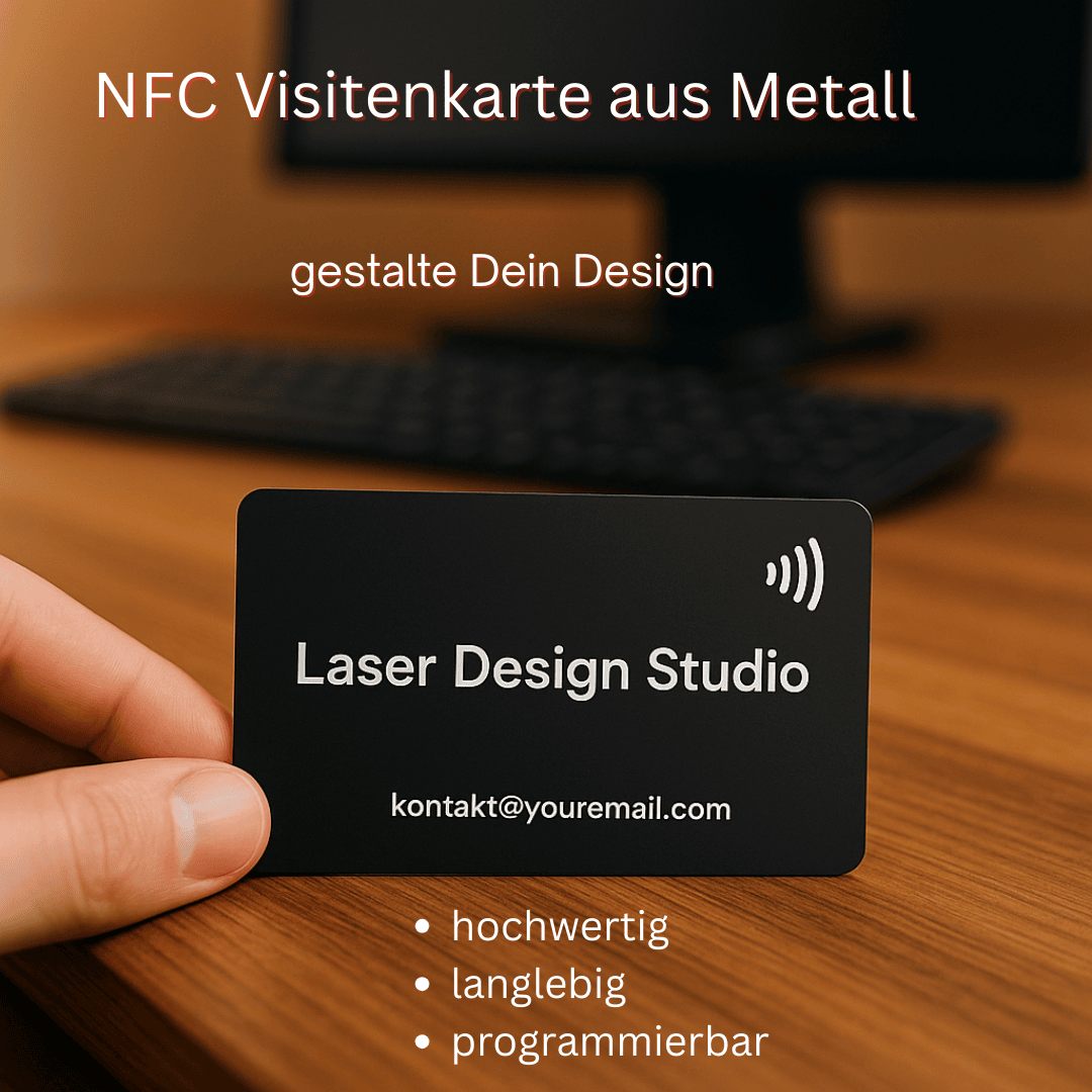 NFC Metall Visitenkarte mit QR - Code – Digitale Visitenkarte, programmierbar
