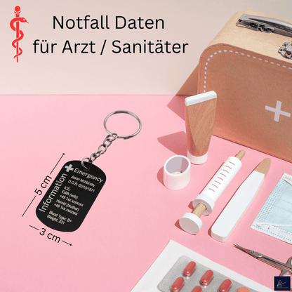 Notfall - Daten - Schlüsselanhänger mit Kontaktdaten - 