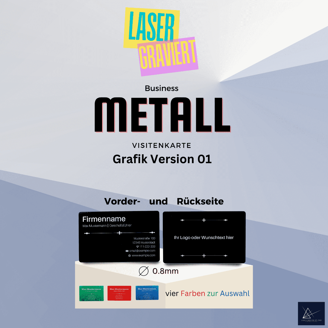 Premium Visitenkarten Metall, extrem robust 0,8 mm dick - 