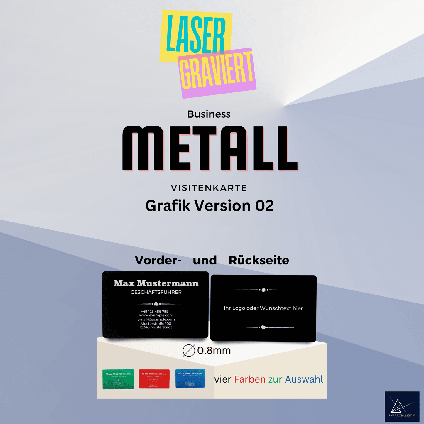 Premium Visitenkarten Metall, extrem robust 0,8 mm dick - 