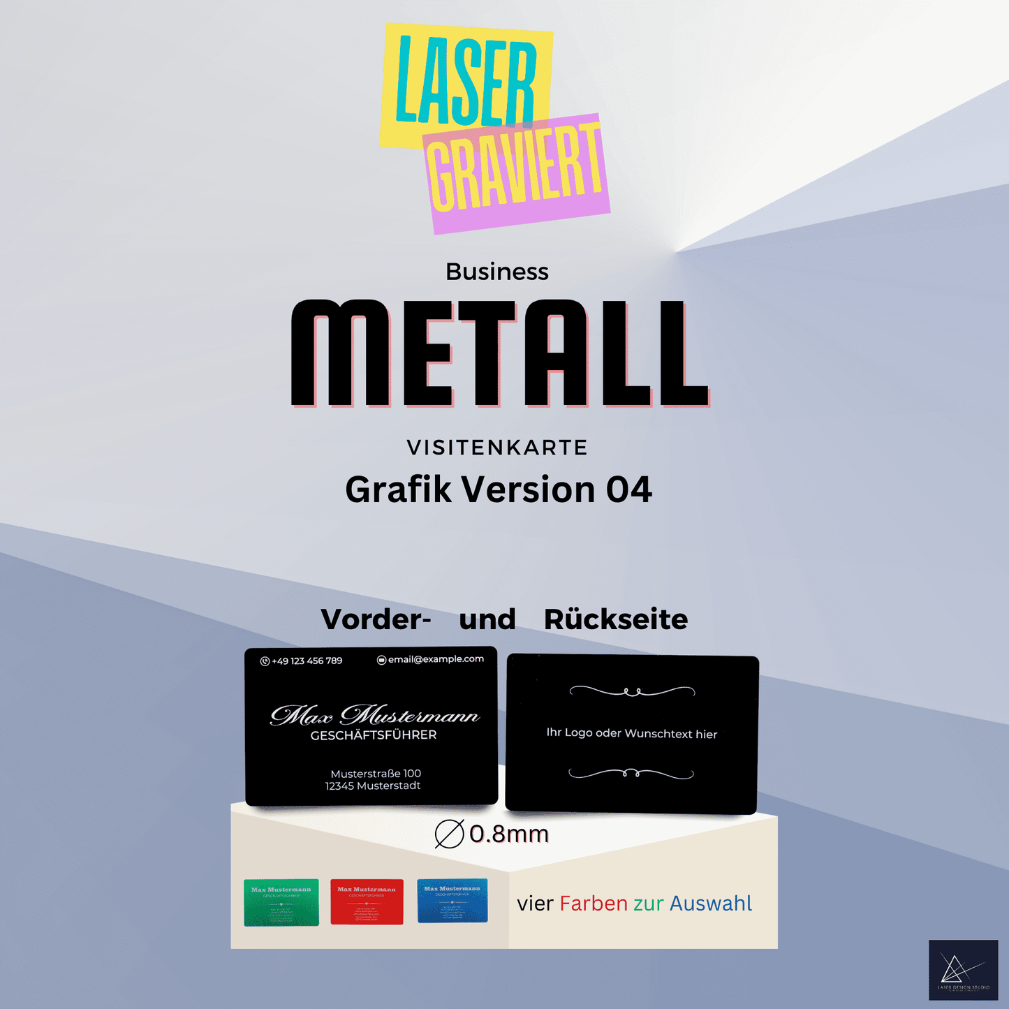 Premium Visitenkarten Metall, extrem robust 0,8 mm dick - 