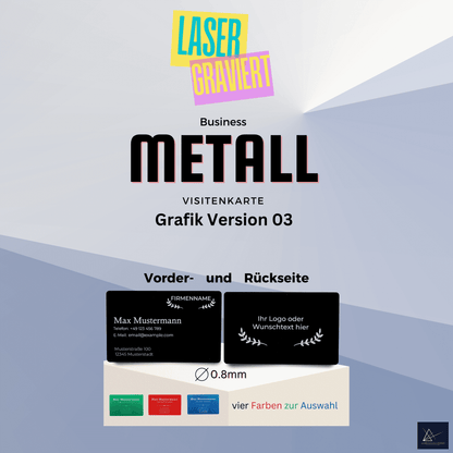 Premium Visitenkarten Metall, extrem robust 0,8 mm dick - 
