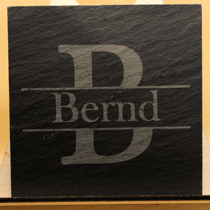 Schieferuntersetzer mit Grafik und Text personalisiert - 