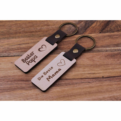 Schlüsselanhänger helles Holz personalisiert - 