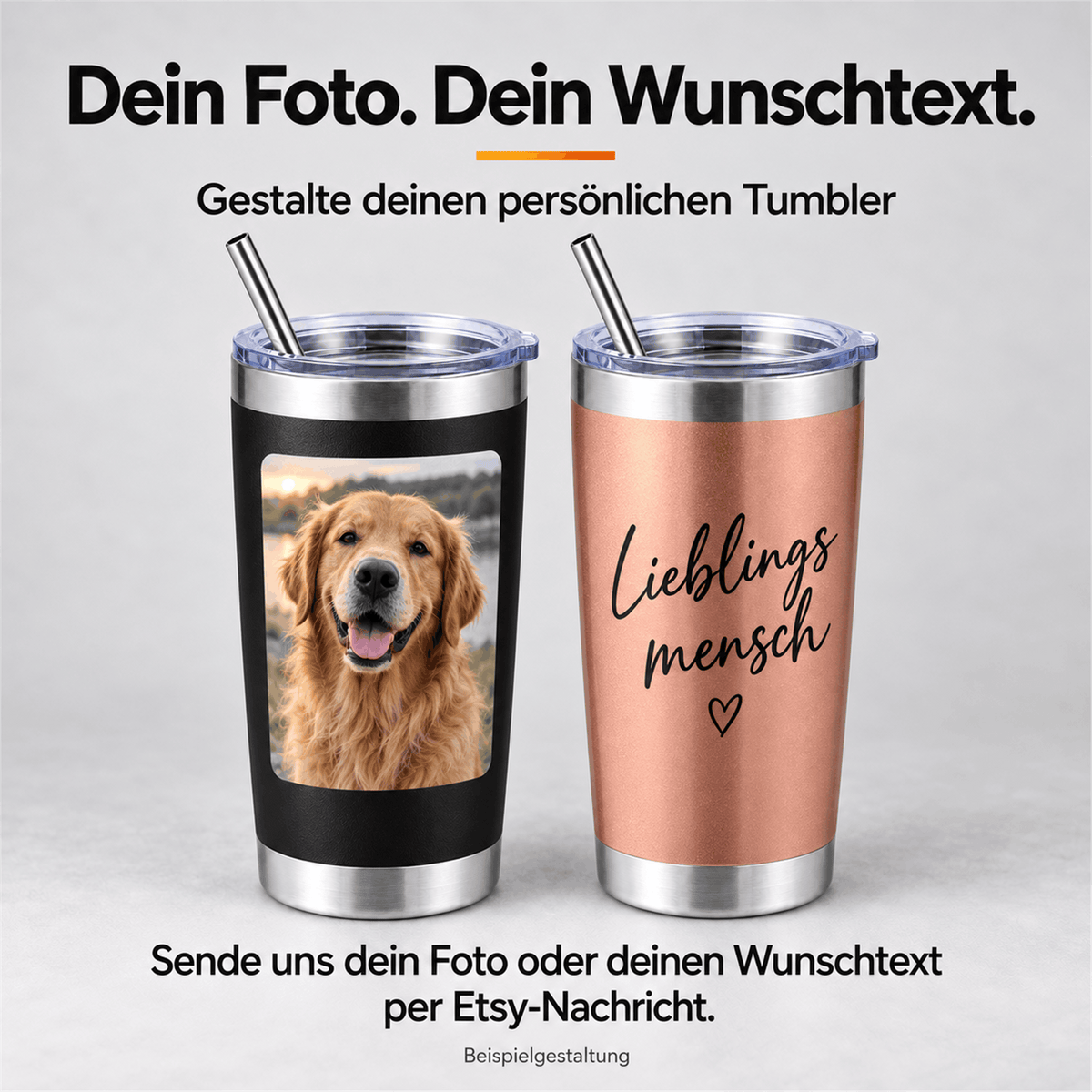 Thermobecher 600 ml mit eigenem Foto oder Text